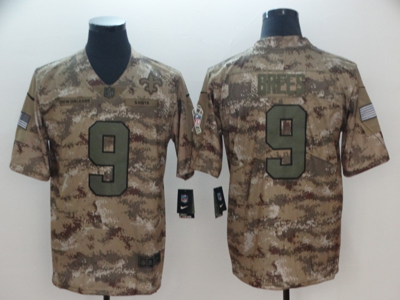 Men's New Orleans Saints Drew Brees #9 Camouflage Jersey